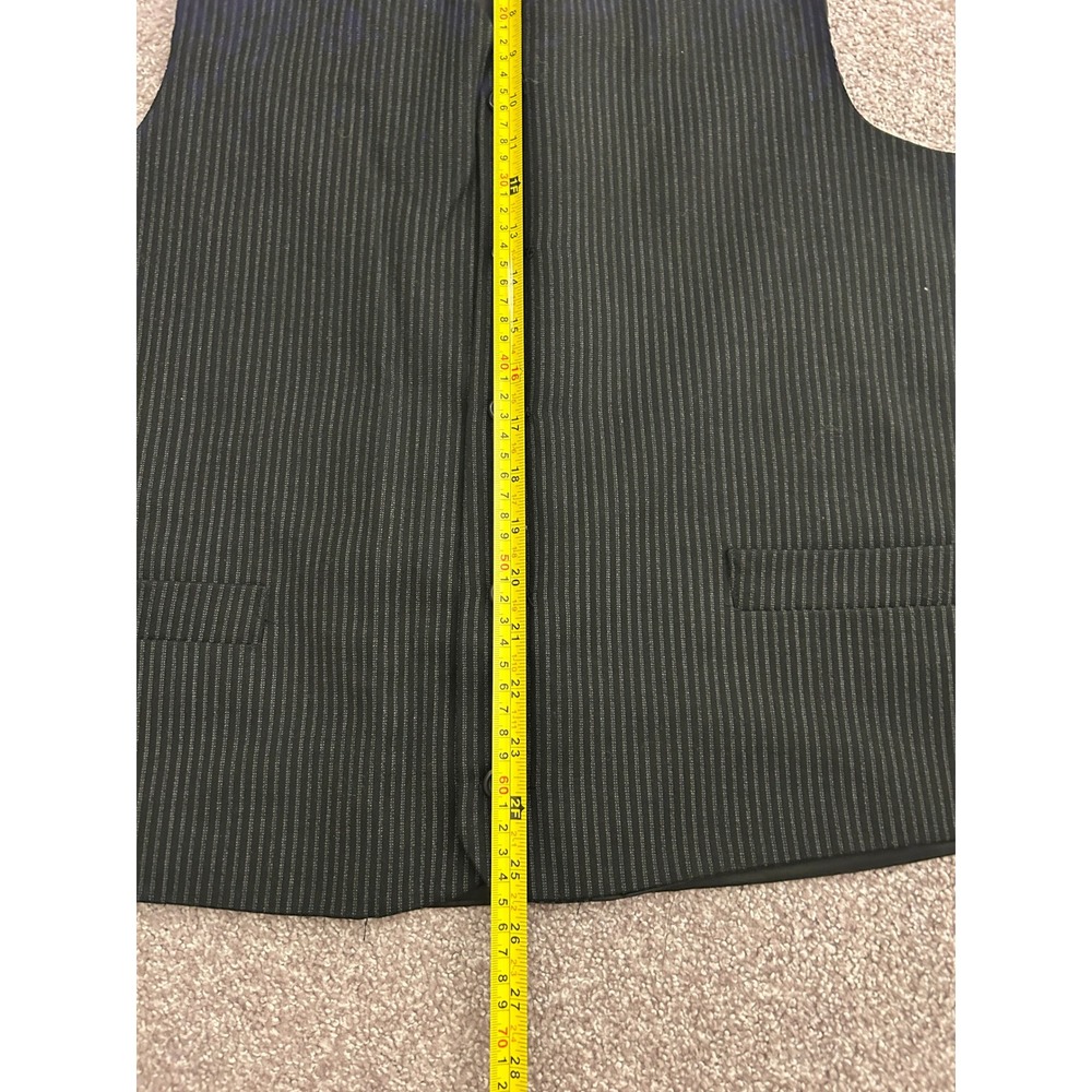 Vintage Pinstripe Vest Mens XL Black Grey Excellent Formal Waistcoat Button Up - Picture 3 of 5